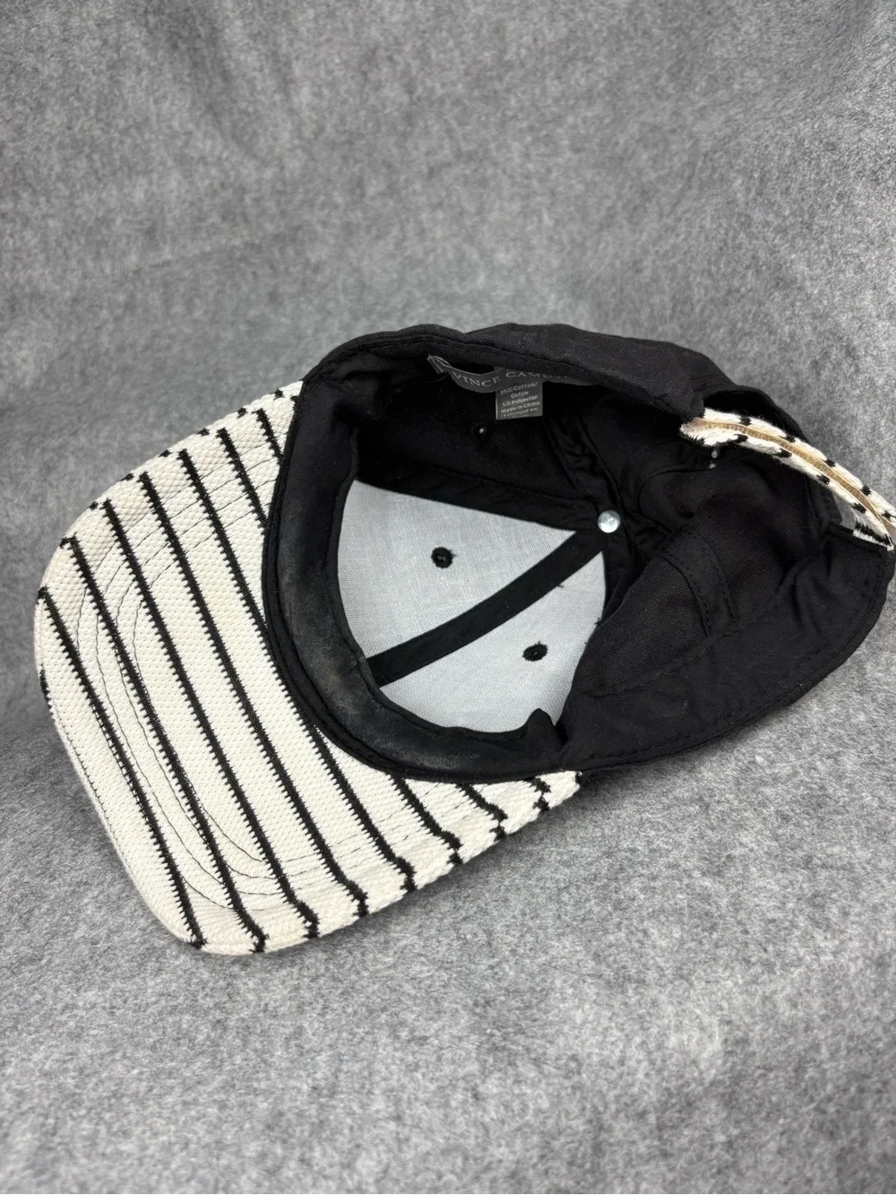 Vince Camuto Black Striped Brim Adjustable Baseball Cap One Size